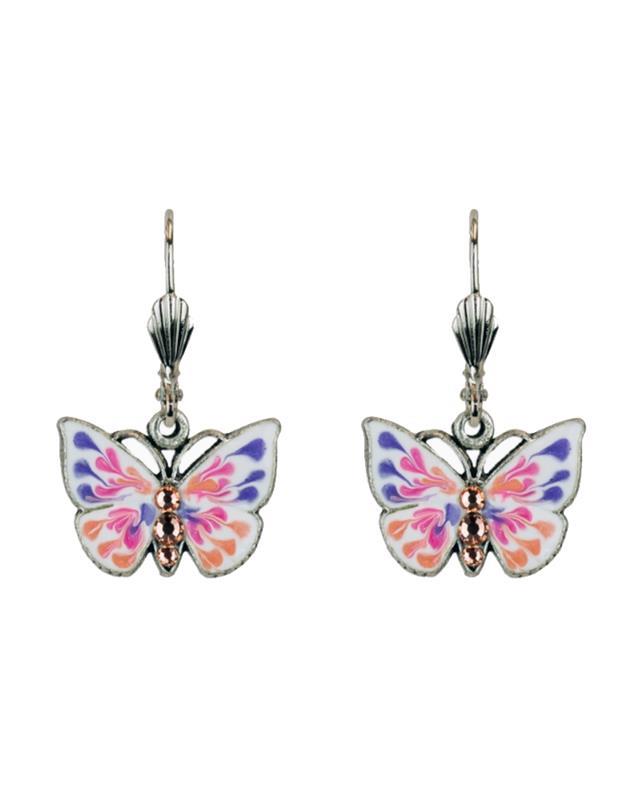 Spring Flowering Crystal Butterfly Leverback Earrings