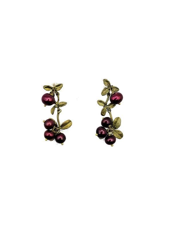 Michael Michaud: Cranberry Dangle Post Earrings