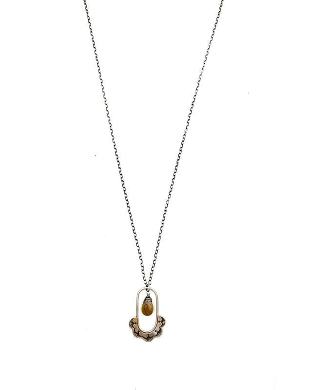 Sarah DeAngelo: Columbine Yellow Feather Jasper Long Necklace