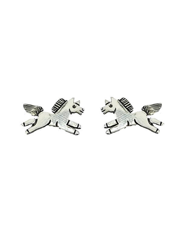 Sterling Silver Running Pony Navajo Earrings