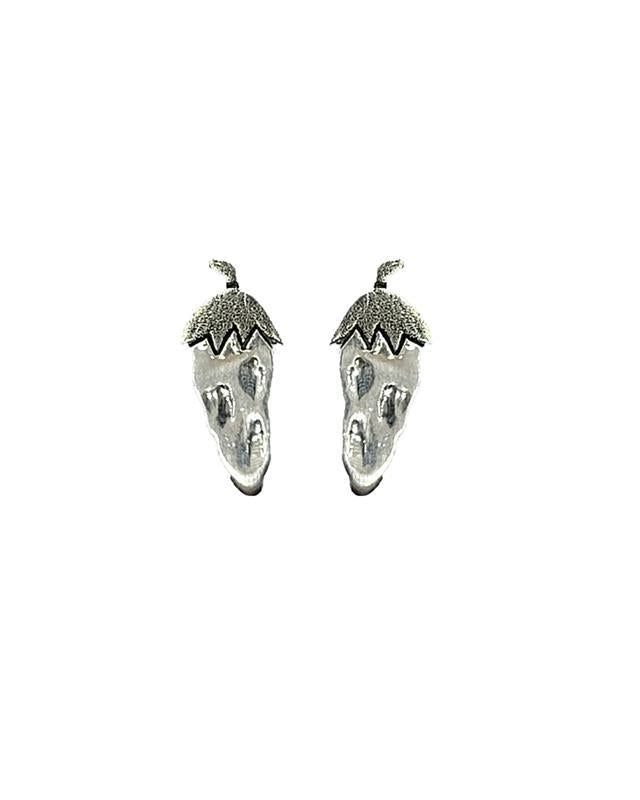 Sterling Silver Green Chili Navajo Earrings