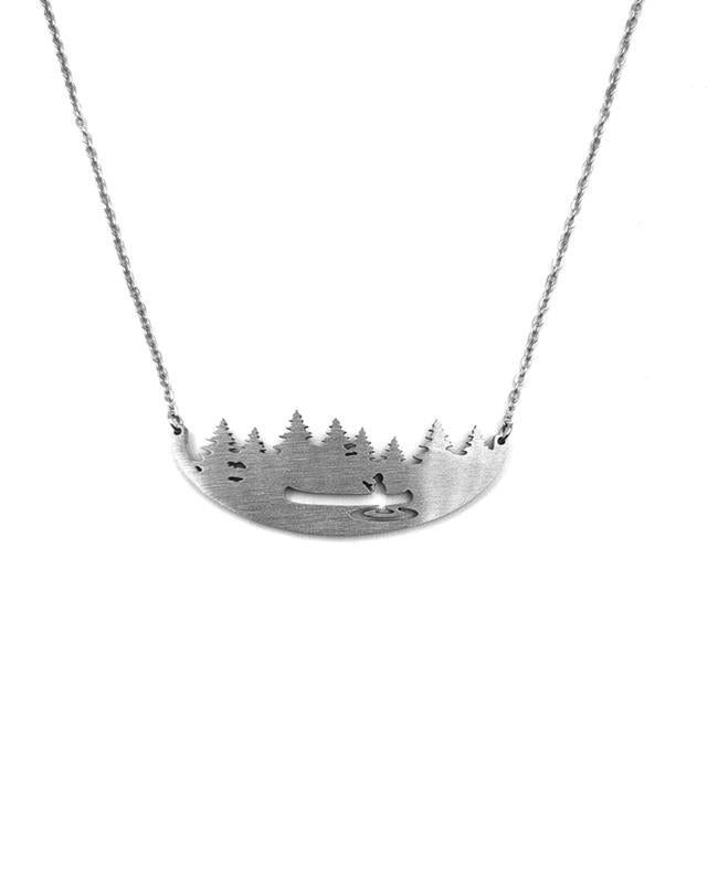 Close2URHeart: Canoeing Laser Cut Stainless Steel Necklace