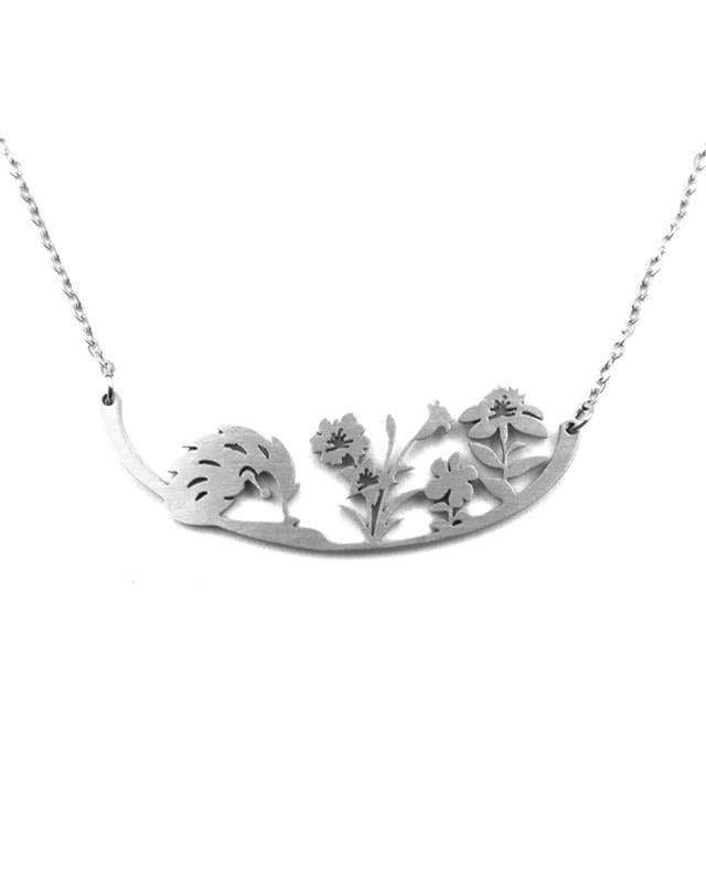 Close2URHeart: Hedgehog Laser Cut Stainless Steel Necklace