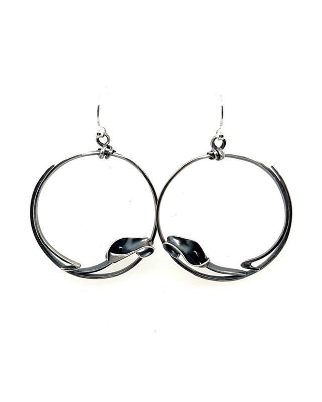 Pattie Parkhurst: Lilly Whirls Black Patina Silver Earring