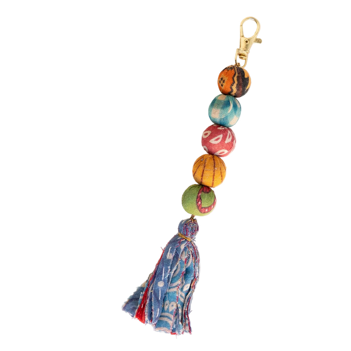 Kantha Bead + Fringe Bag Clip