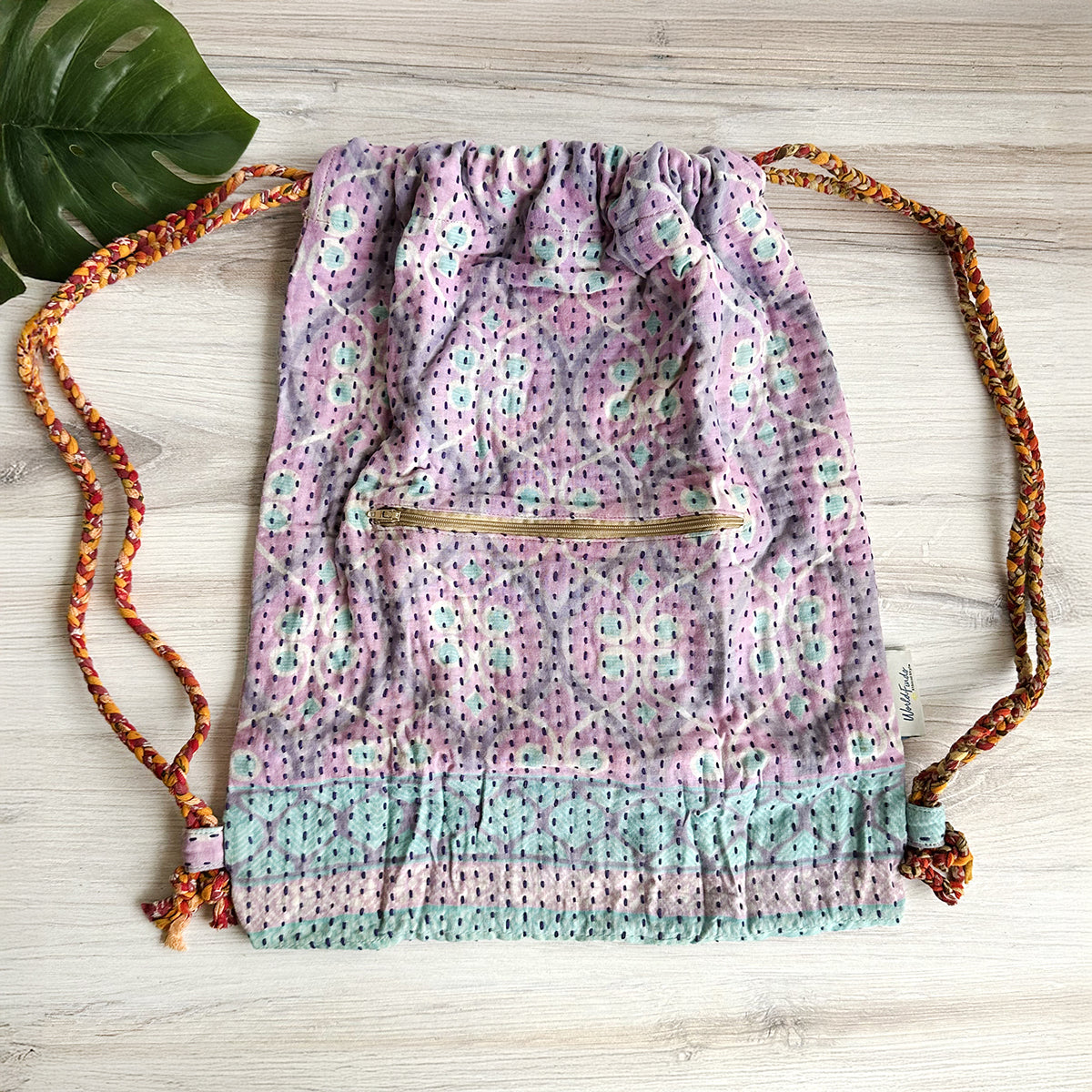 Kantha Drawstring Backpack