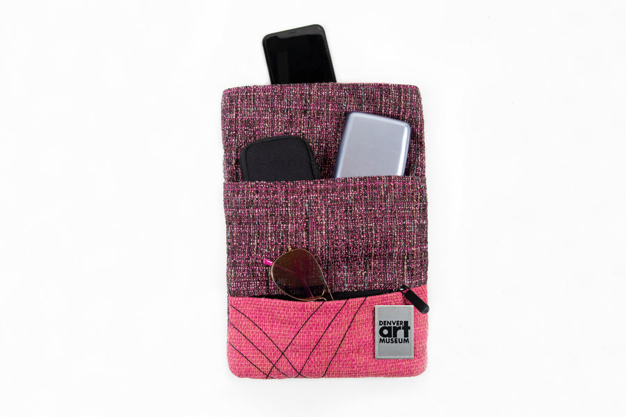 Multi Purpose 11&quot; Crossbody Bag Static Pink with Denver Art Museum Velcro Patch