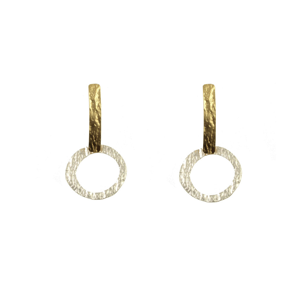 Matte Silver & Gold Brass Post Earrings