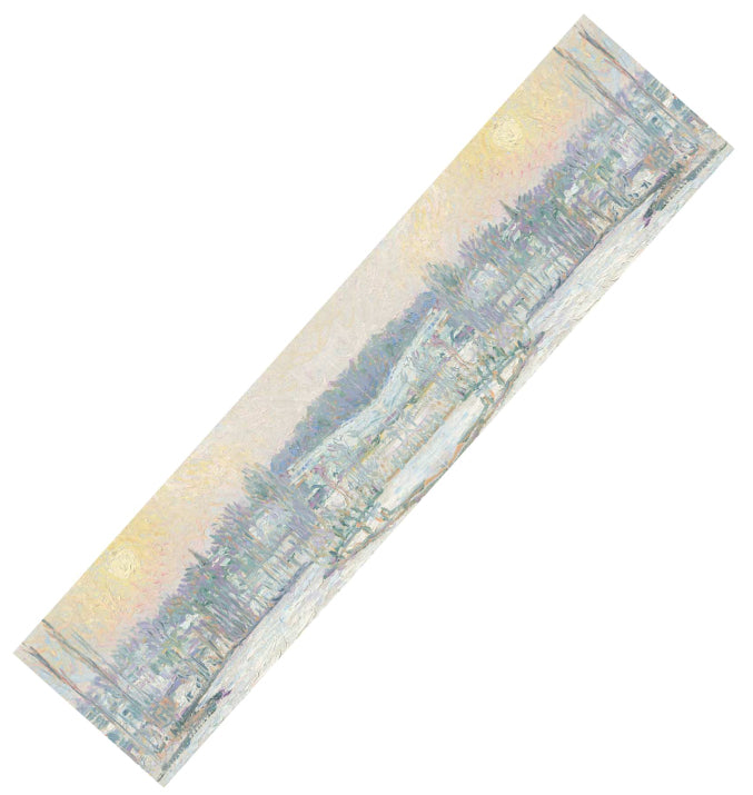 Long View of Bazincourt, Snow Effect Pissarro Silk Chiffon Scarf