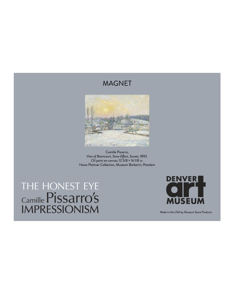 Camille Pissarro: View of Bazincourt, Snow Effect Carded Magnet