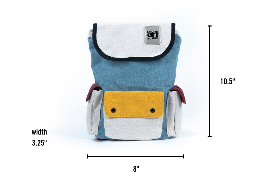 The Wanderer Boho Blue Backpack with Denver Art Museum Velcro Patch