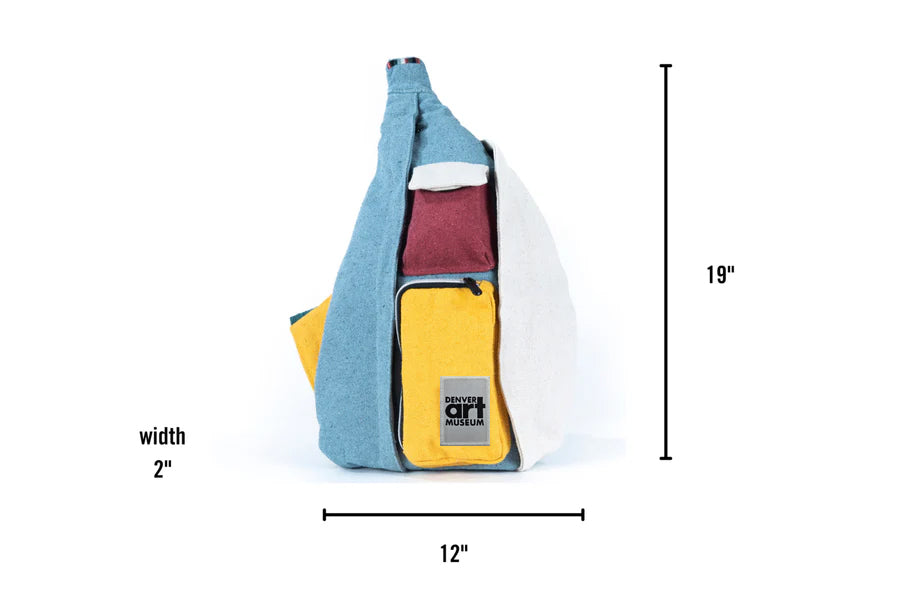 The Seeker Boho Blue Crossbody Bag with Denver Art Museum Velcro Patch