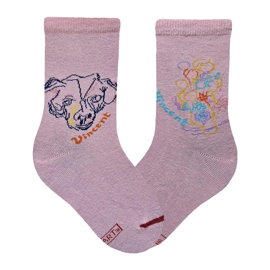 Sunflowers and the Head of a Dog Kid Socks