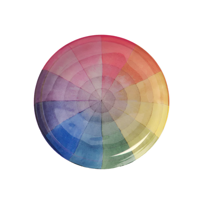 Color wheel tray with a gradient from red to yellow on a white background
