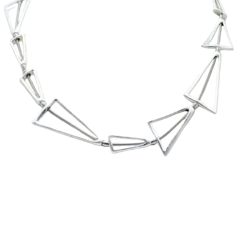 Silver Wire Triangle Necklace, 36 in