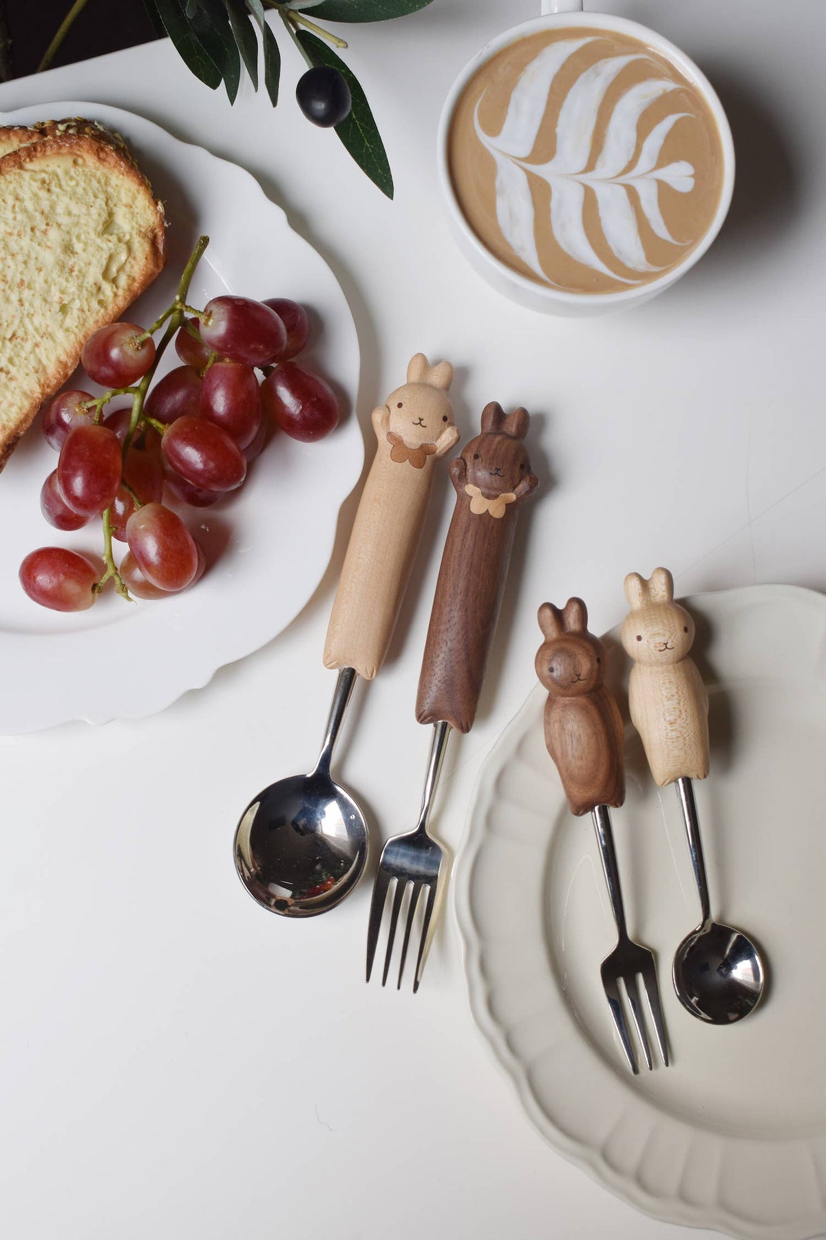 Hand-Carved Bunny Spoon & Fork