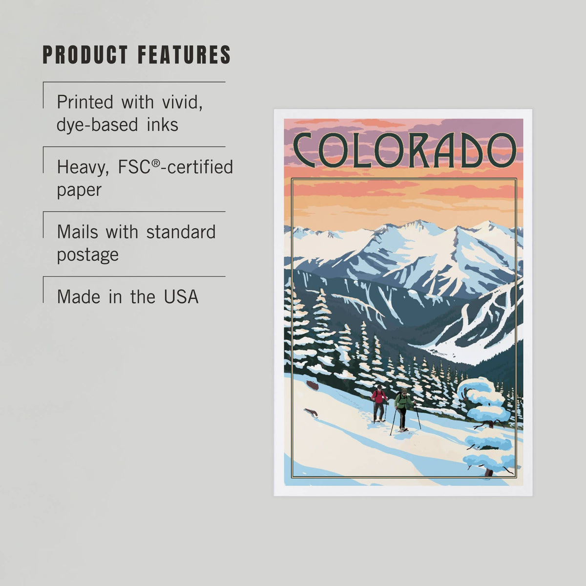 Colorado, Winter Snowshoers Postcard