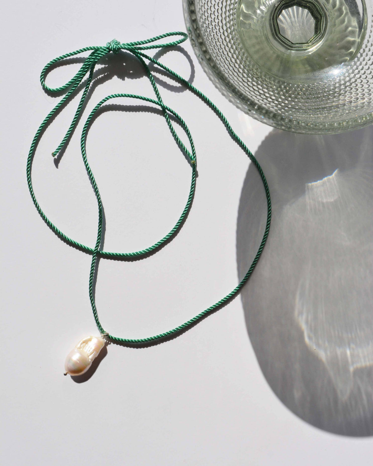 Rope Pearl Necklace, Sage Green
