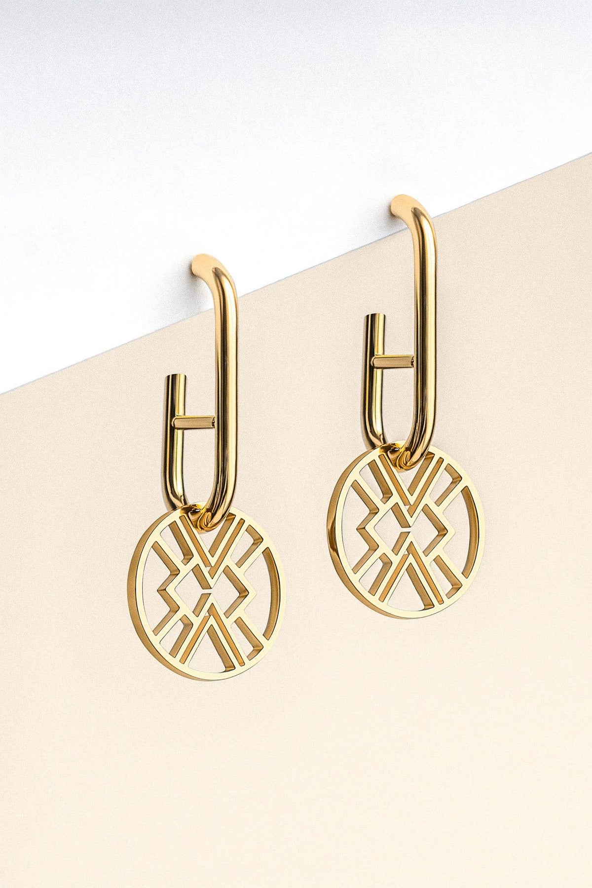 Emblem Huggie Hoop Earring - Gold