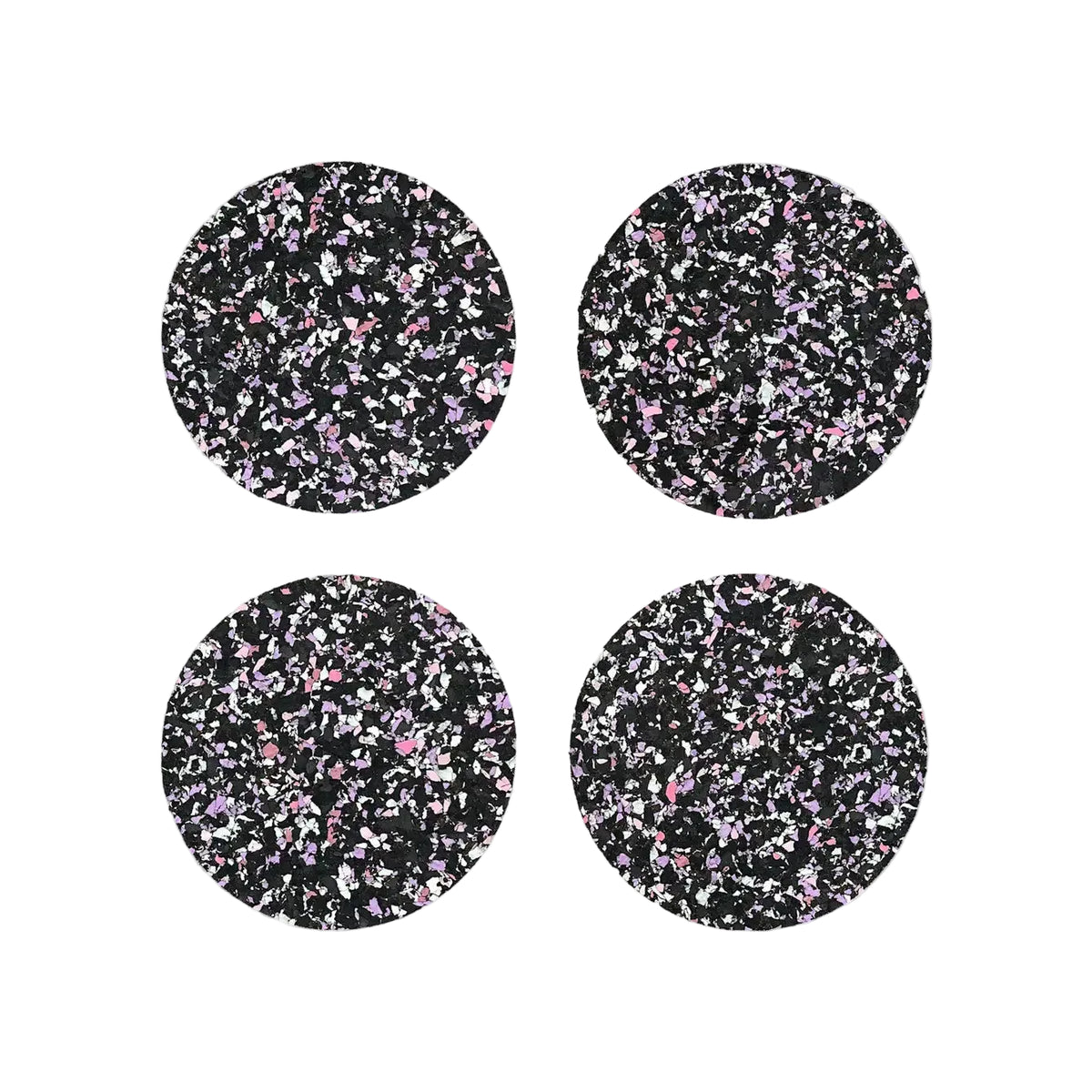 Speckled Round Cork Coasters - Black/Purple