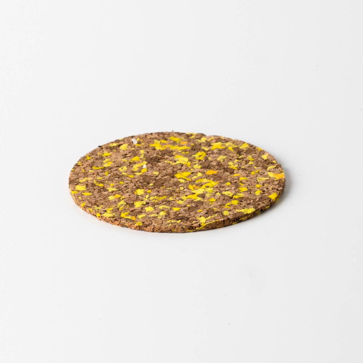Speckled Round Cork Coasters Set of 4 - Yellow