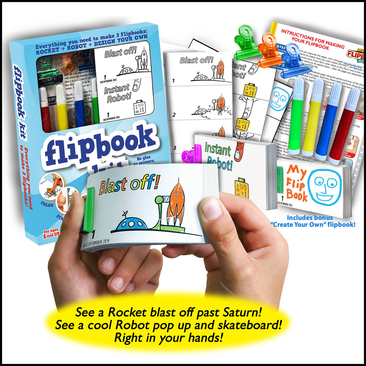 Rocket and Robot Animation Flipbook Kit -  Makes 3 Flipbooks