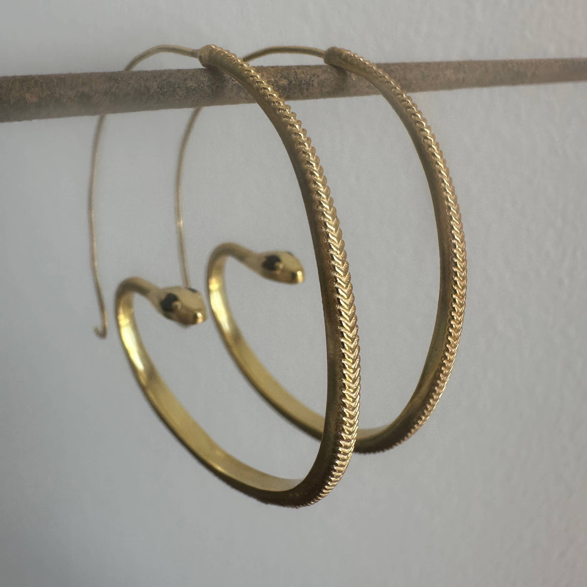 Black Zircon Earrings | Snake Hoops