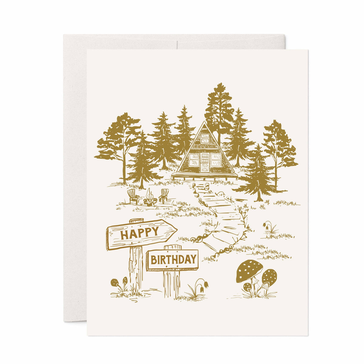 A-Frame Cabin Birthday Greeting Card