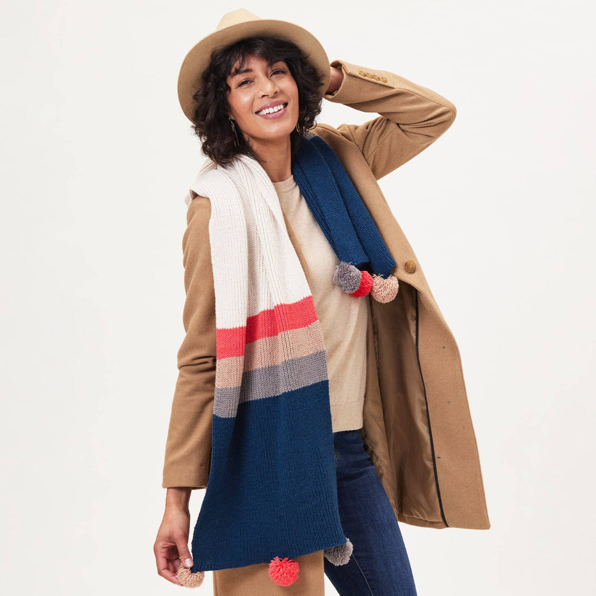 Piccadilly Pink Tan Stripe Scarf