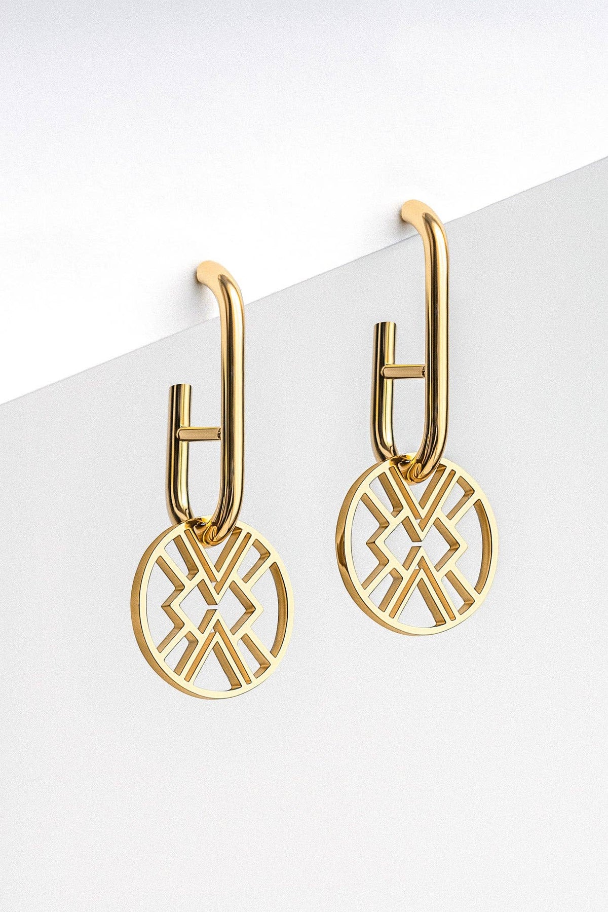 Emblem Huggie Hoop Earring - Gold