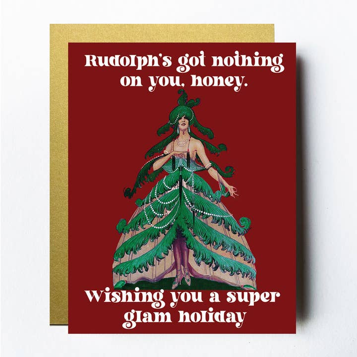 Super Glam Tree Diva Art Deco Christmas Card