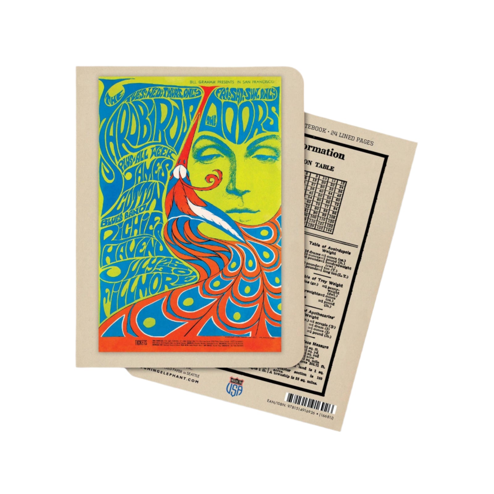 Colorful concert poster with abstract design and text on a light gray background