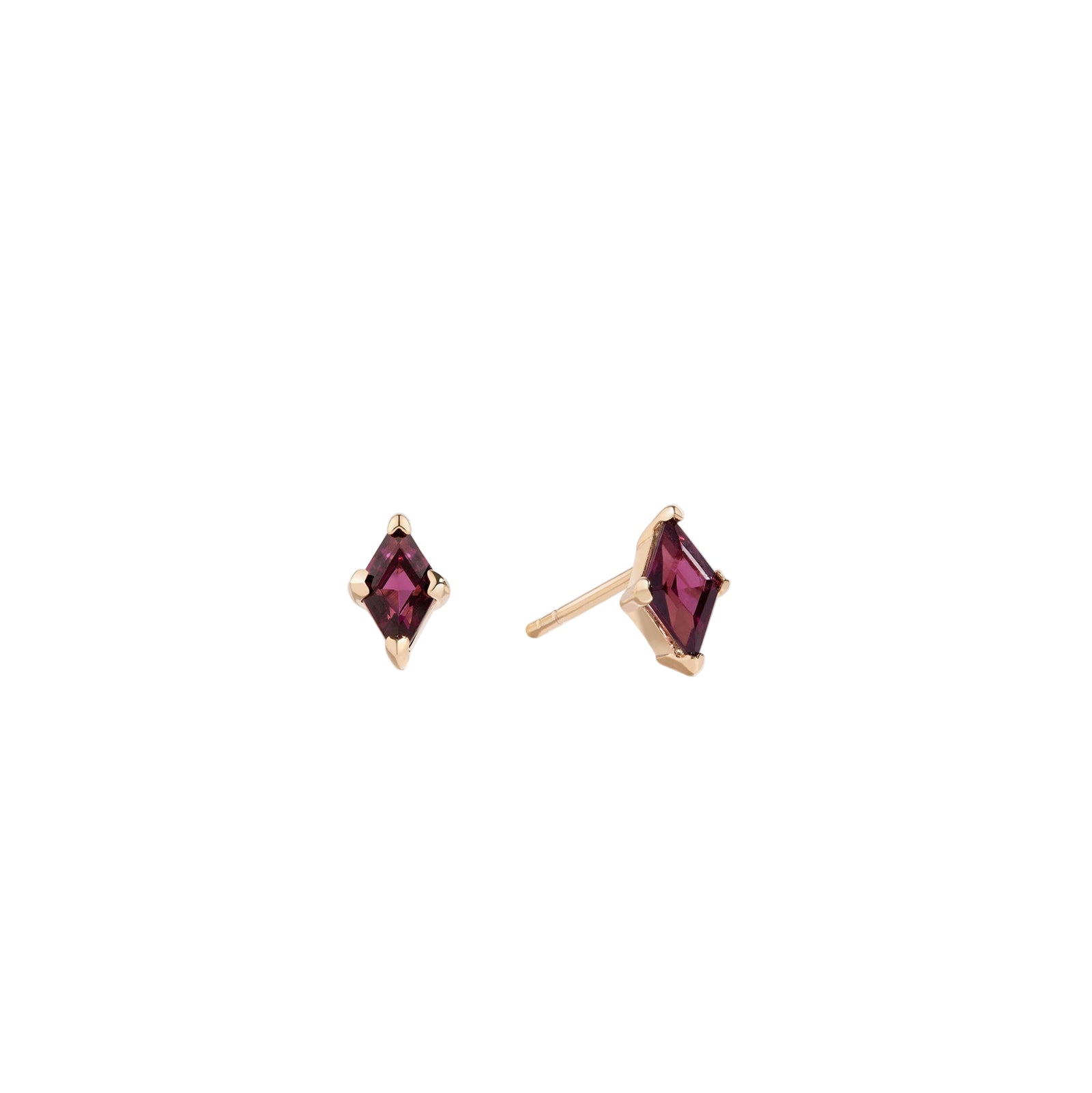 Pair of marquise-shaped gemstone earrings on a white background