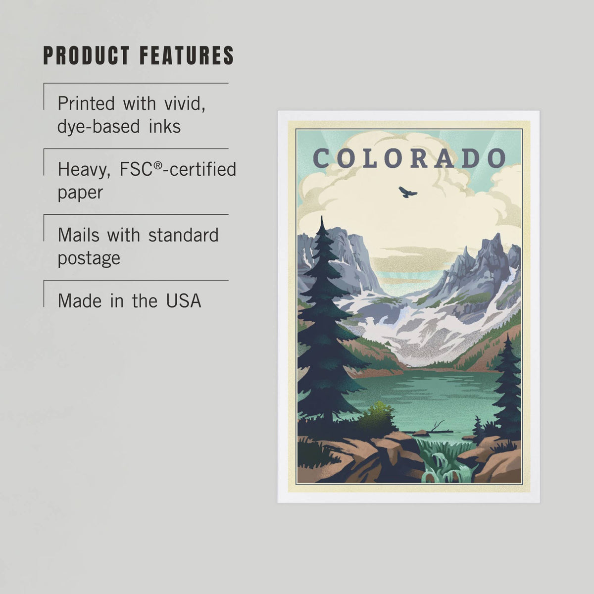 Colorado Lake Lithograph Postcard