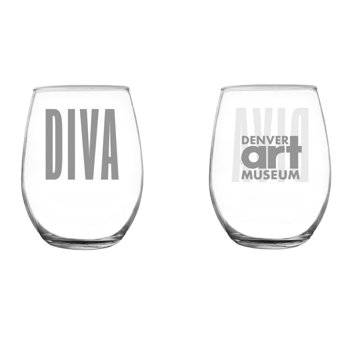 DIVA Logo, DAM Logo - 15oz Stemless Wine Glass