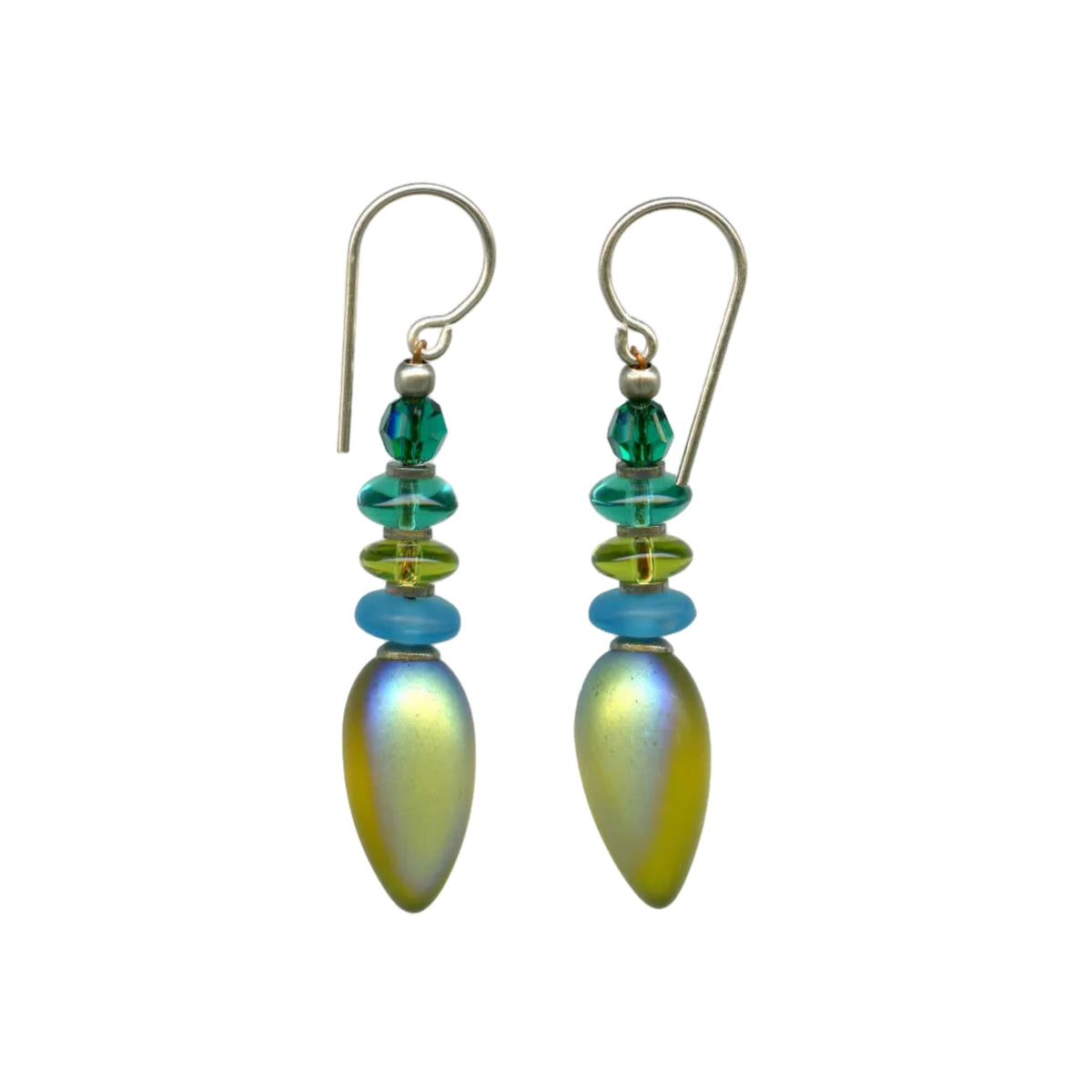 Tango Earrings in Frosted Iridescent Olivine
