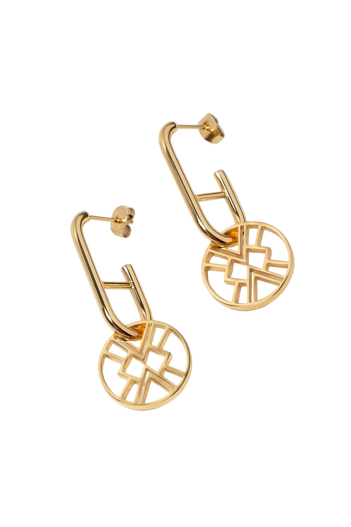 Emblem Huggie Hoop Earring - Gold