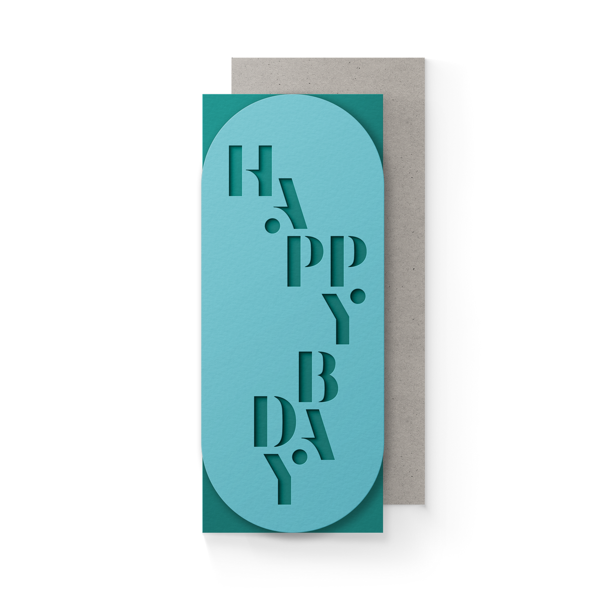 Happy Bday #10 Slim Sleeve Card - Turquoise