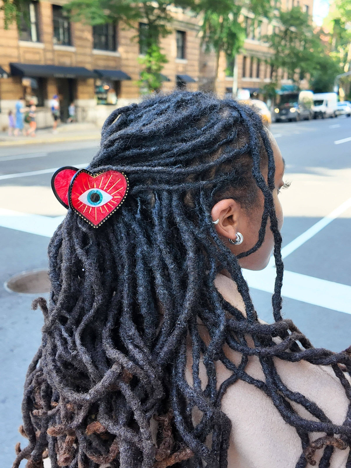 Hand-painted Lucky Eye Heart Hair Claw Clip | Eco-Friendly