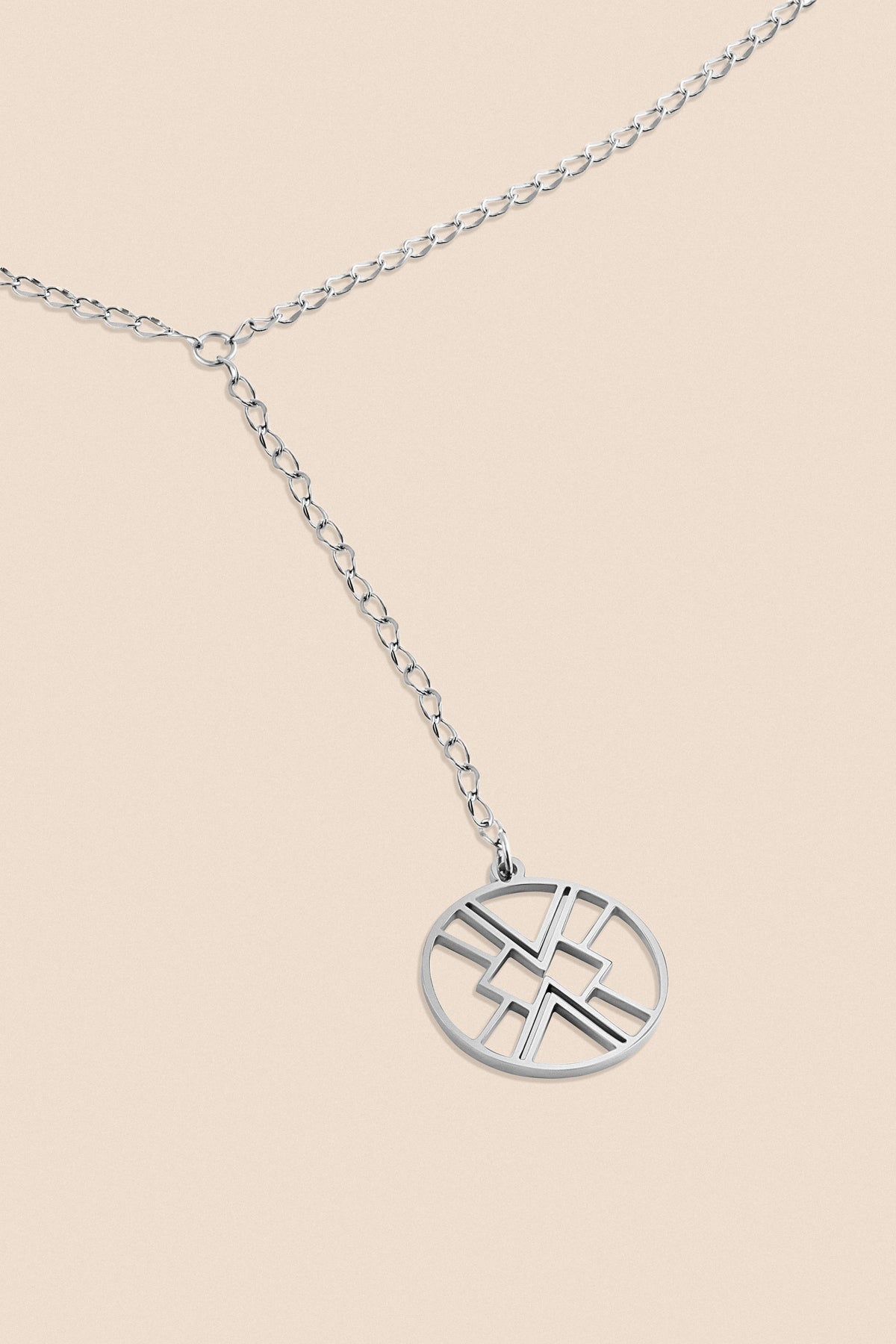 Emblem Drop Necklace - Silver