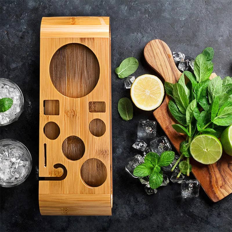 10-piece Chrome & Wood Cocktail Set