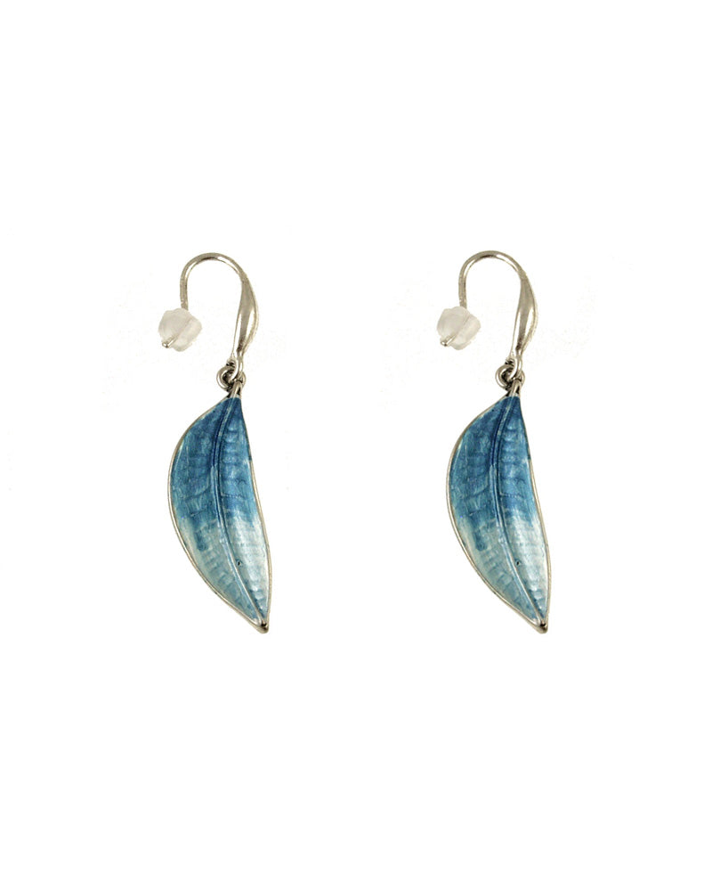 Silver/Blue Leaf Earrings