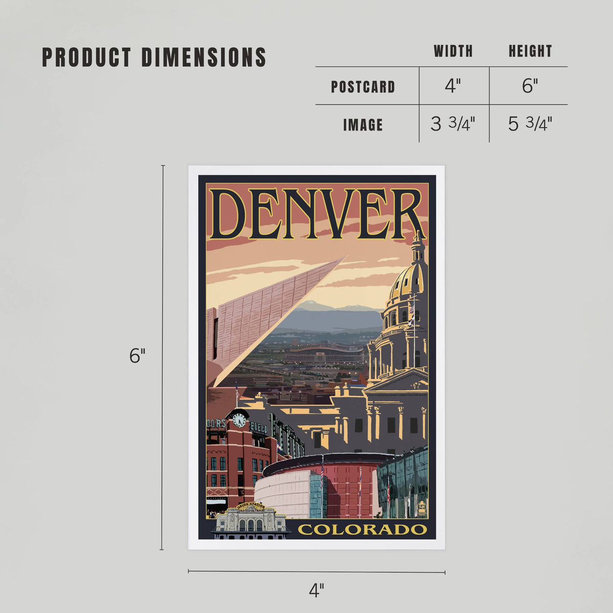 Denver, Colorado, Skyline View Postcard