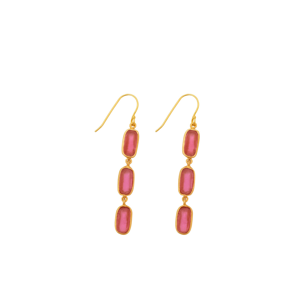 Geo Bubble 3-Drop Wire Earrings