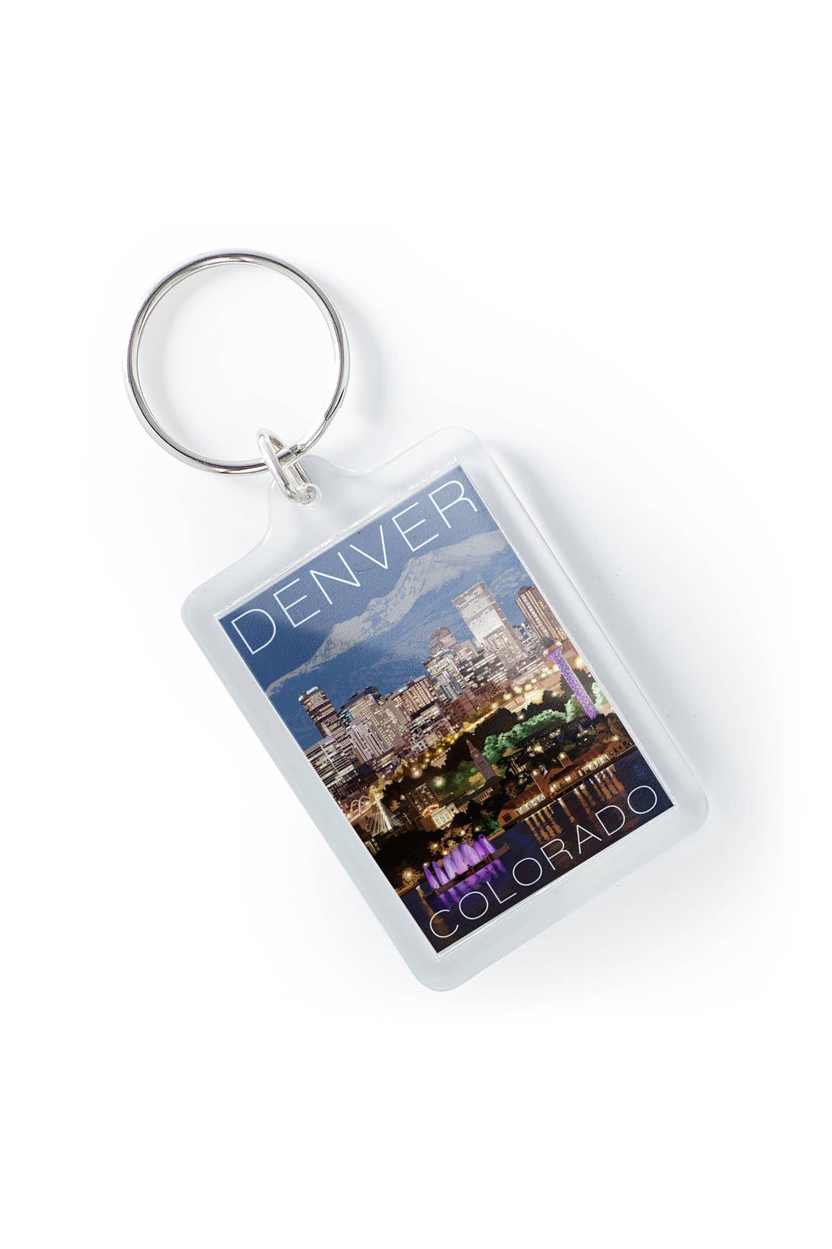 Denver Skyline at Night Keychain