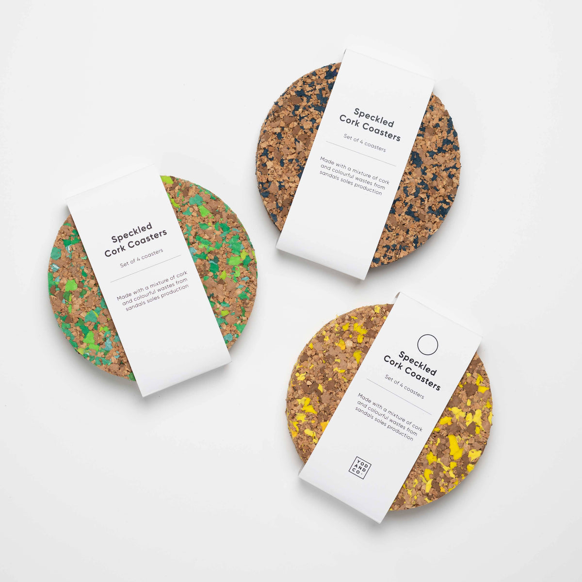 Speckled Round Cork Coasters Set of 4 - Yellow