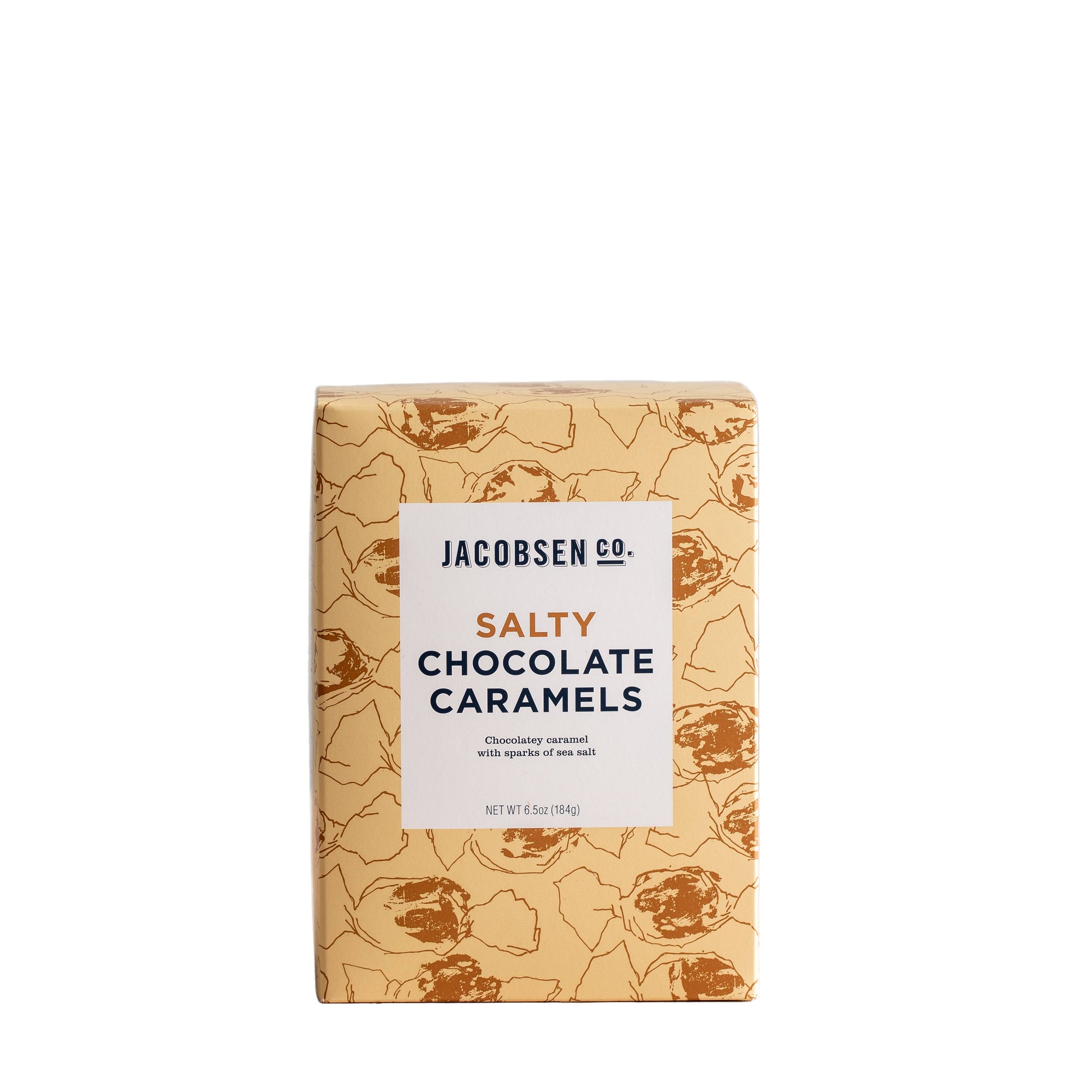 Box of Jacobsen Salty Chocolate Caramels on a light background