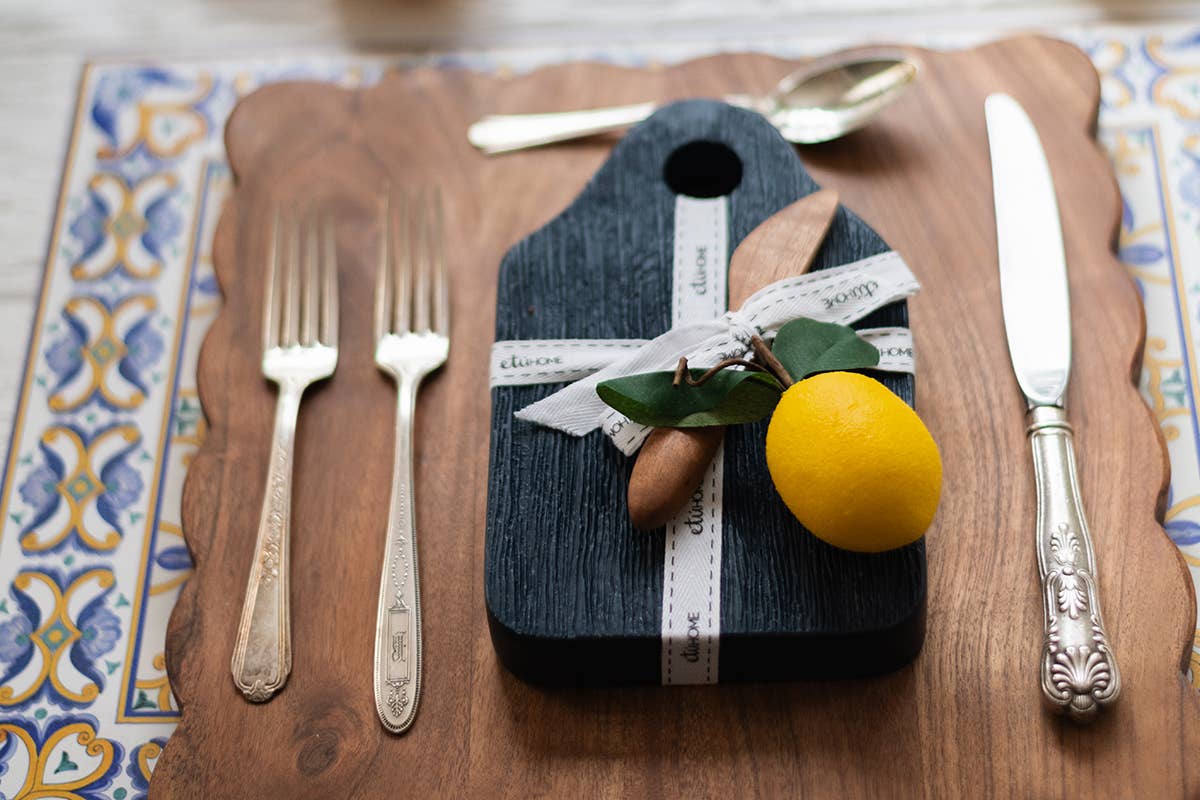 Small Dutch Cheese Board with Spreader - Navy Blue