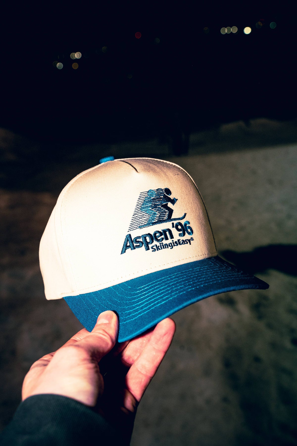 Aspen '96 Blue Cream Hat