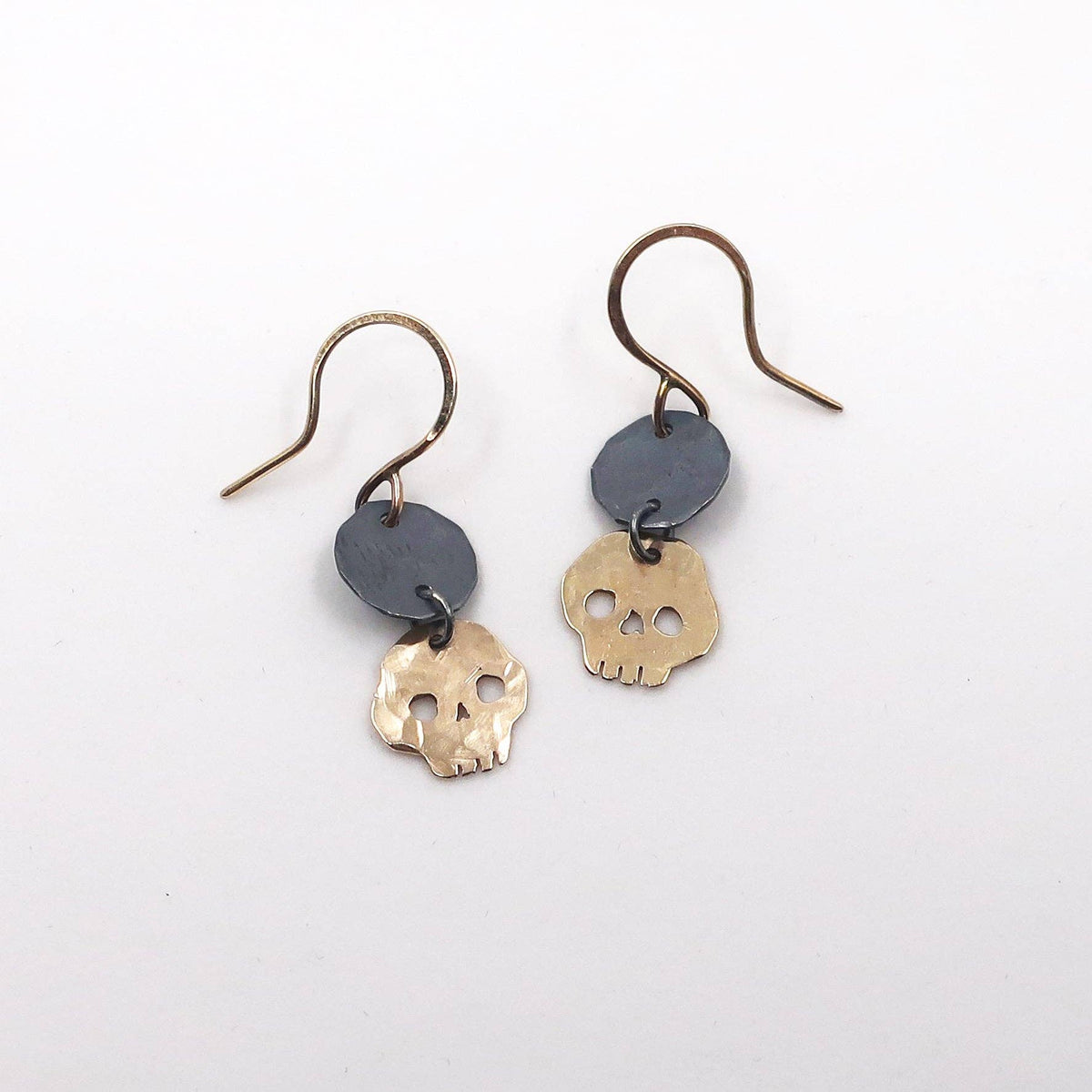 Black Gold Skull Drop Earrings